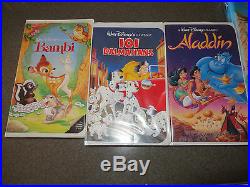 6-Walt Disney, Black Diamond Classic-Cinderella, Bambi, 101 Dalmations, Aladin, VHS