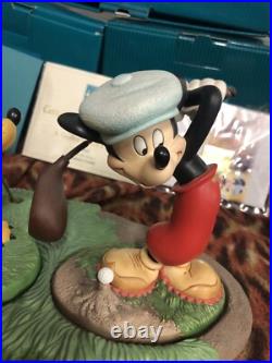 Canine Golfer Set Base Mickey And Pluto With Boxes And Coa Walt Disney Classics