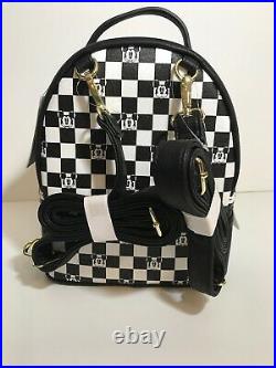 DISNEY Loungefly Classic Mickey Mouse Checkered OH BOY Mini Backpack Cardholder