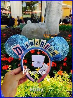 Disney Parks Classic Disneyland Wall Sign Marquee Minnie Sequin Ears Headband