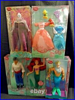 Disney Store Ariel, Eric, Triton, Ursula & Wardrobe. Poseable Classic Dolls SET