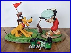 Disney WDCC Canine Caddy Set 4 Pieces Mickey Pluto Base and Scroll COA and Box