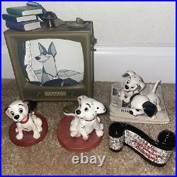 Lot Of 4 WDCC Disney 101 Dalmatians Lucky + TV, Rolly & Puppies New In Box + COA