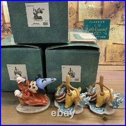 NEW! WDCC Disney Classics Collection Mickey Mouse Fantasia 3 Piece Figurine Set