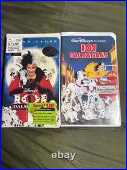 Two 101 Dalmatians VHS Tapes, Movie And Cartoon Walt Disney Classics