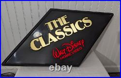 Vintage 1984 Walt Disney The Classics Home Video Black Diamond Light Up Sign