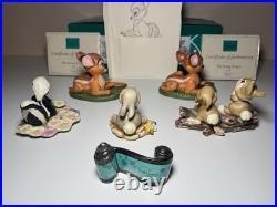 WDCC Bambi 6 Piece Set With 3 Boxes & 2 COAs + Bambi Fine Art Print