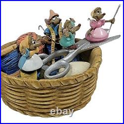 WDCC Disney Cinderella Surprise! Mice in Sewing Basket Pink Dress Gus Jaq Suzy