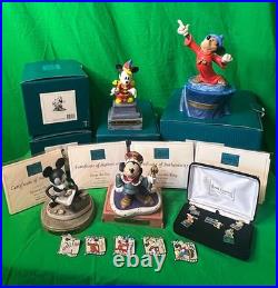 WDCC Disney MICKEY THROUGH THE YEARS 70th Anniv SET OF 4 Figures/Bases + 10 PINS