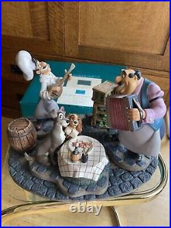 WDCC Lady and the Tramp Bella Notte Tony, Joe, & Base set Boxes & COA LE