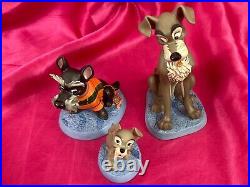 WDCC Lady & the Tramp Patient Pal & Persistent Pup Jock & Scamp + Home for Xmas