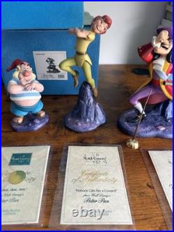 WDCC Peter Pan Set Tinker Bell Hook Smee Opening Title Disney COA Boxes Lot of 5