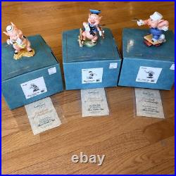 WDCC Three Little Pigs Set COA Toot My Flute Play My Fiddle Work No Play MINT