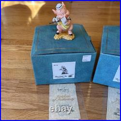 WDCC Three Little Pigs Set COA Toot My Flute Play My Fiddle Work No Play MINT