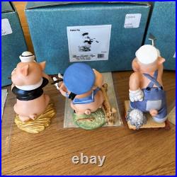 WDCC Three Little Pigs Set COA Toot My Flute Play My Fiddle Work No Play MINT