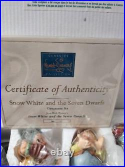 WDDC Walt Disney Classics Snow White & Seven Dwarfs Ornaments Set NIB COA