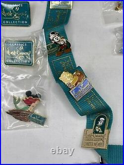 Walt Disney Classics Collection Pin Lot X 19 With Lanyard Belle Dopey Conderella