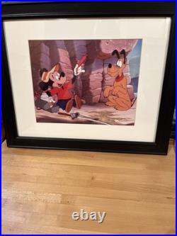 Walt Disney Classics Mickey Mouse Pluto Fishing Matted Framed Art 16 X 13 Nice