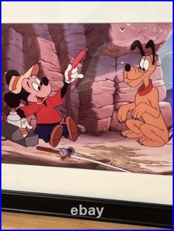Walt Disney Classics Mickey Mouse Pluto Fishing Matted Framed Art 16 X 13 Nice