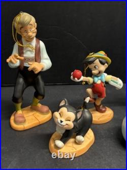 Walt Disney Classics Pinocchio Ornament Box Set + 2 Extra Oraments New withCOA