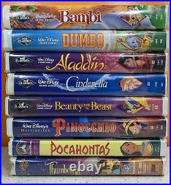 Walt Disney Classics VHS Lot! Black Diamond Rare! Dumbo Bambi Cinderella Aladdin