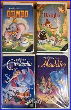 Walt Disney Classics VHS Lot! Black Diamond Rare! Dumbo Bambi Cinderella Aladdin