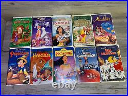 Walt Disney VHS Lot Of 20 Some Black Diamond Beauty and the Beast Aladdin Etc