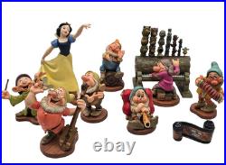 Walt Disney WDCC Snow White 7 Dwarfs Dancing Statues Figurines Organ COA Boxes
