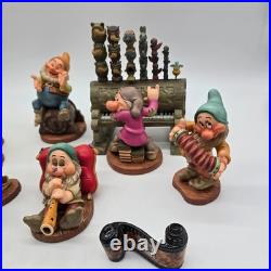 Walt Disney WDCC Snow White 7 Dwarfs Dancing Statues Figurines Organ COA Boxes