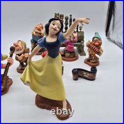 Walt Disney WDCC Snow White 7 Dwarfs Dancing Statues Figurines Organ COA Boxes