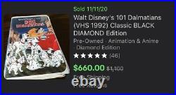 Walt Disney's 101 Dalmatians (VHS 1992) Classic BLACK DIAMOND Edition