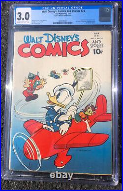 Walt Disney's Comics and Stories #34 CGC 3.0 1943 Airplane Disney Donald Duck
